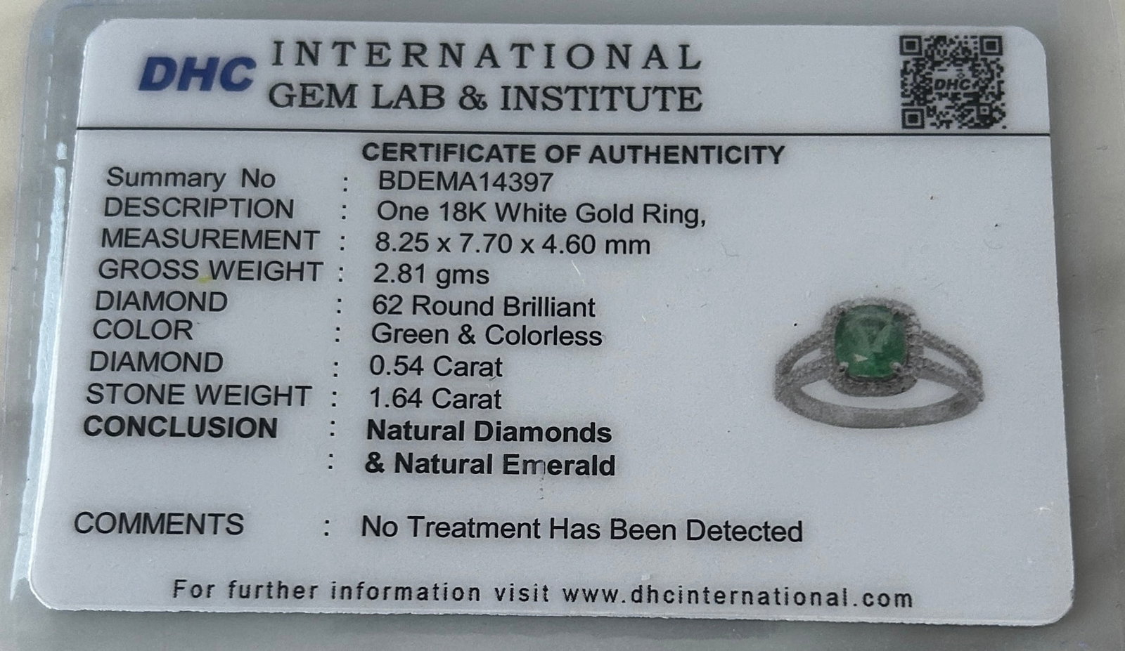 Beautiful 1.64 ct Natural Emerald With Natural Diamonds & 18k Gold - 8