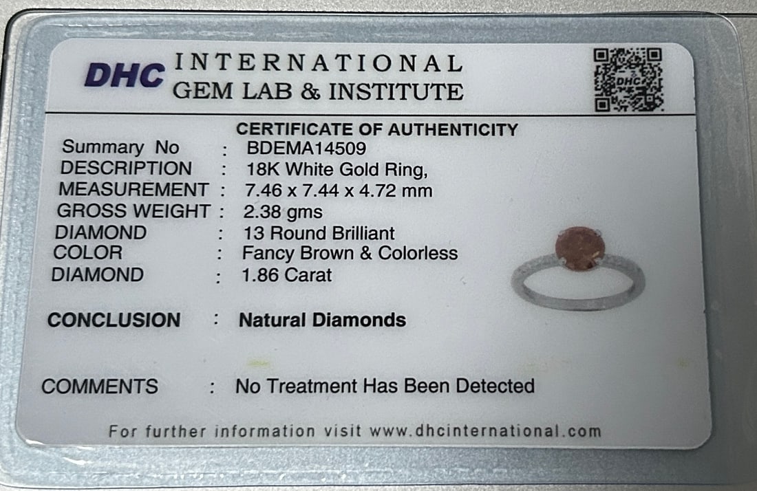 Beautiful 1.86ct Untreated Natural Champagne Solitaire Diamond & 18k Gold - 8