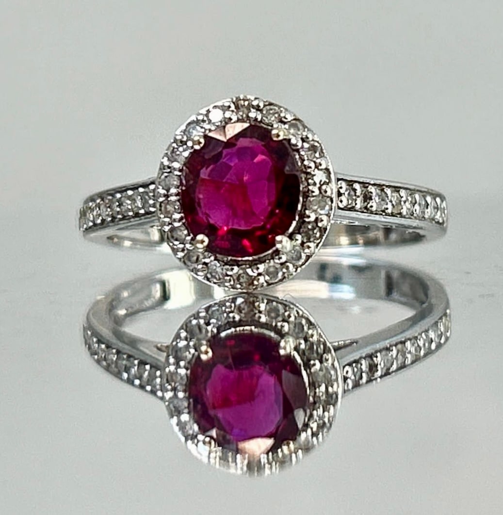 Natural Burma Ruby Unheated/Untreated With Natural Diamonds & 18k Gold - 2