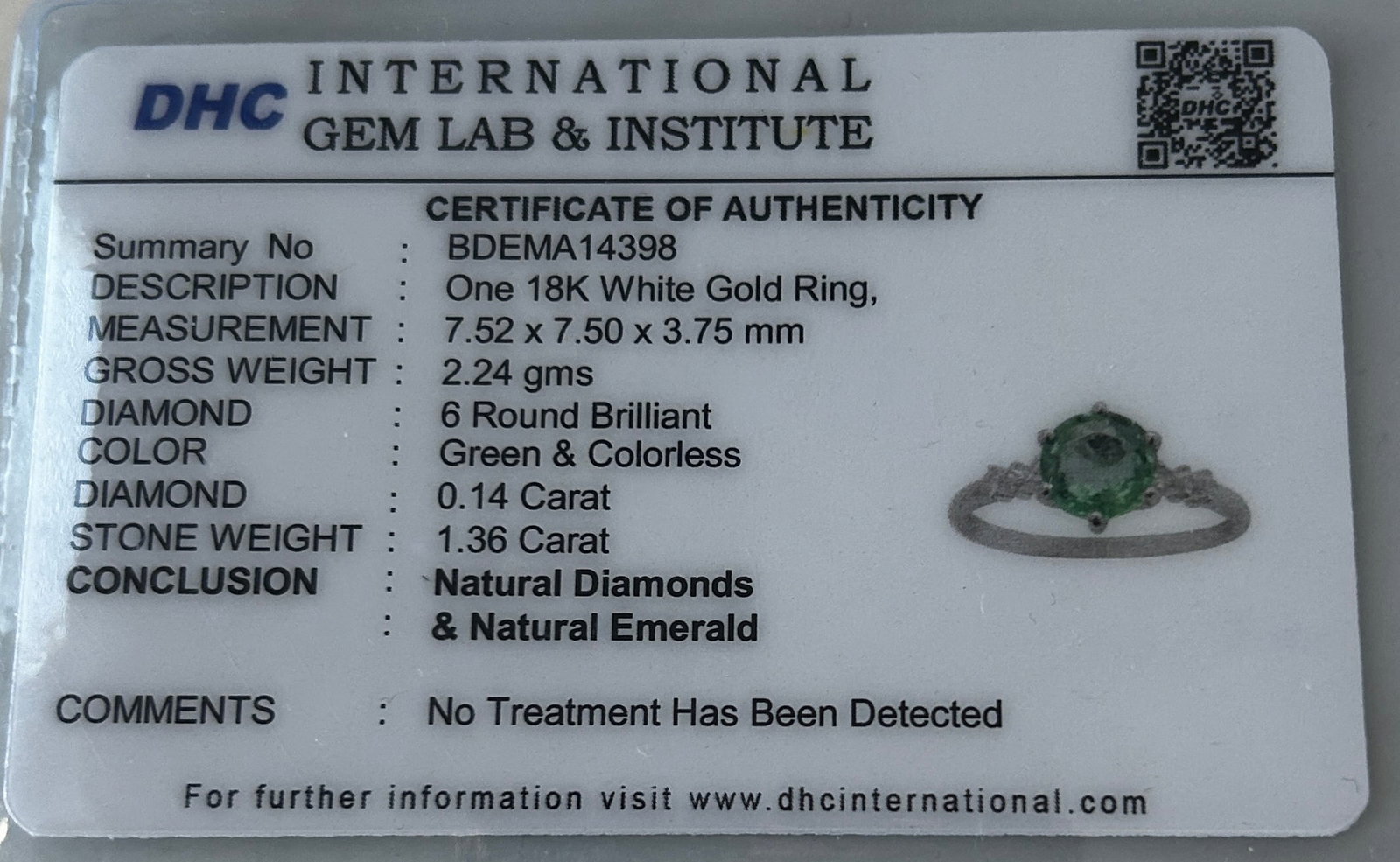 Beautiful 1.36 ct Natural Emerald With Natural Diamonds & 18k Gold - 11