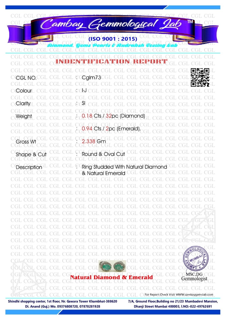Beautiful Natural Emerald Halo Set Stud Earrings 18k White Gold - 7