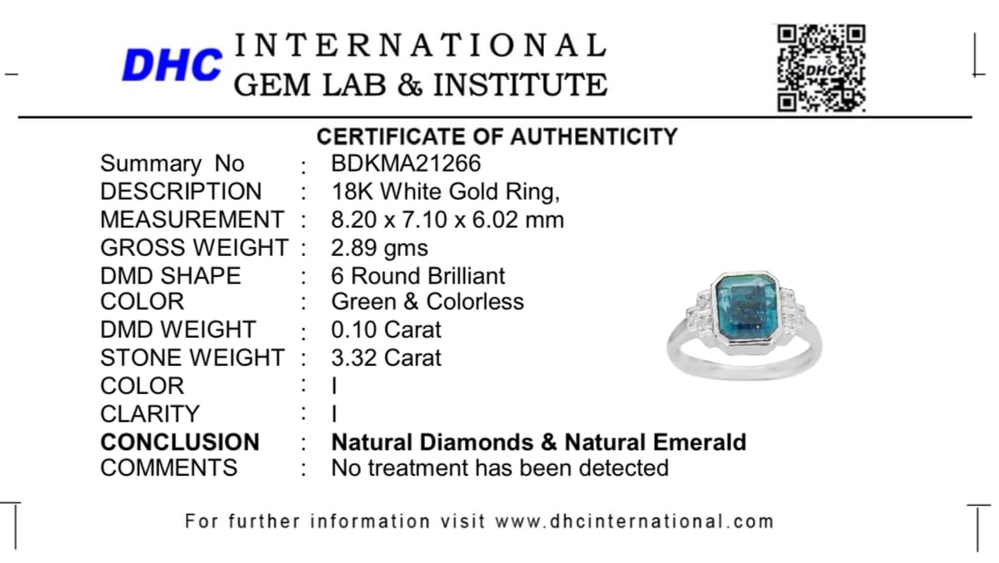 Beautiful 3.32 CT Natural Emerald With Natural Diamonds & 18k Gold - 10
