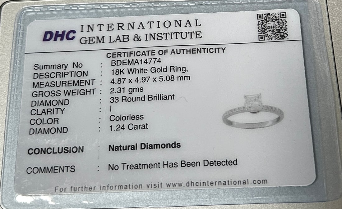 Beautiful 1.24ct Princess Cut Untreated Natural Solitaire Diamond & 18k Gold - 8