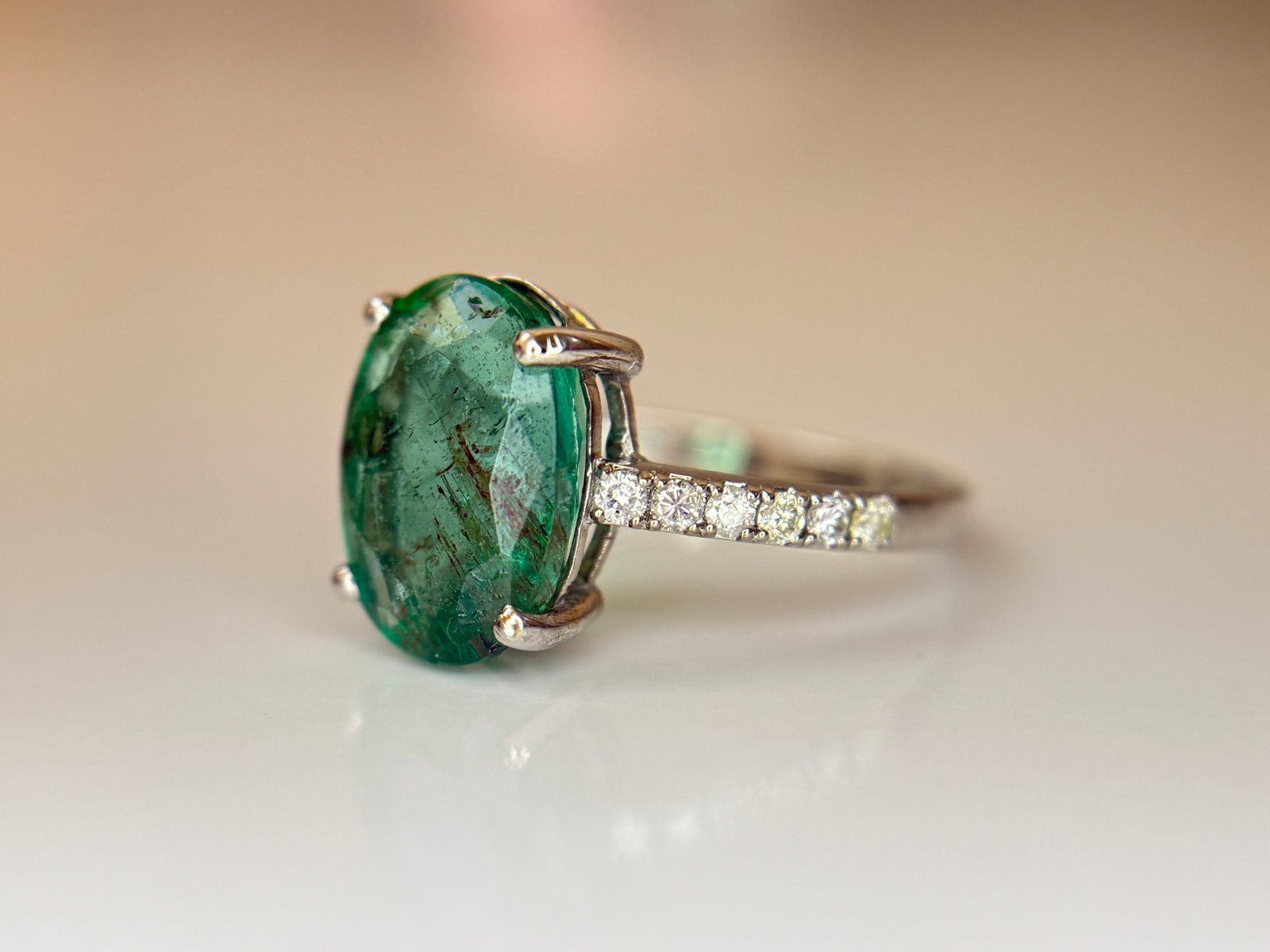 Beautiful Natural Emerald 3.00ct With Natural Diamonds & 18k Gold - 5
