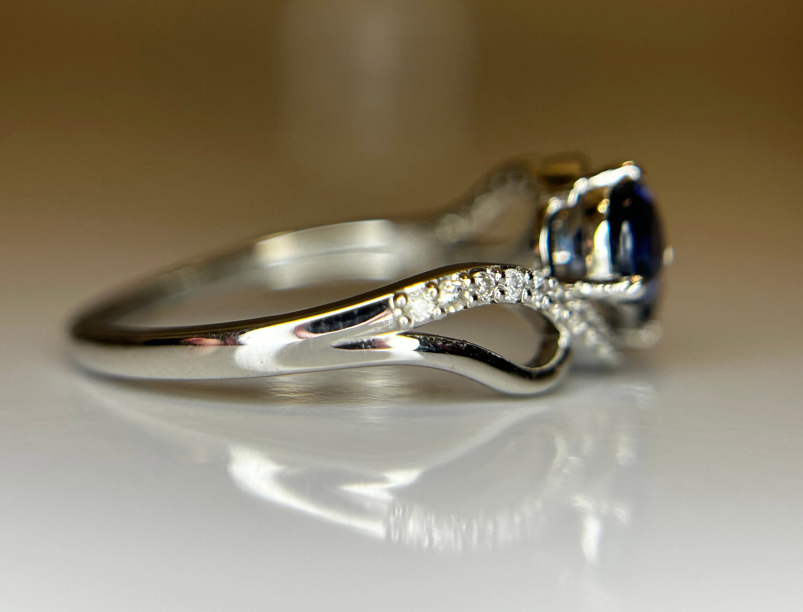 Beautiful 1.05 CT Unheated Ceylon Blue Sapphire Diamonds & 950 Platinum - 7