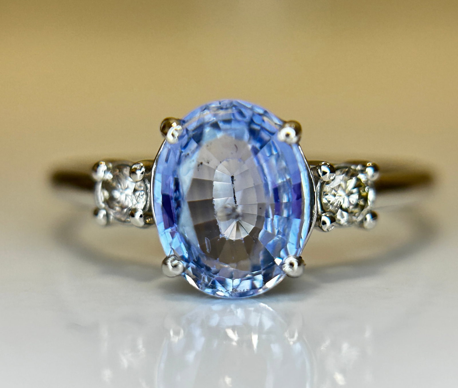 Beautiful 1.75 Ct Unheated Ceylon Cornflour Blue Sapphire Diamonds & 950 Platinum (1 of 11)