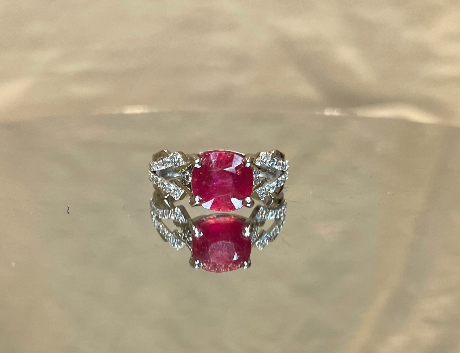 Natural Burmese Ruby Ring 3.35 Ct With Natural Diamonds & 18k Gold (1 of 5)