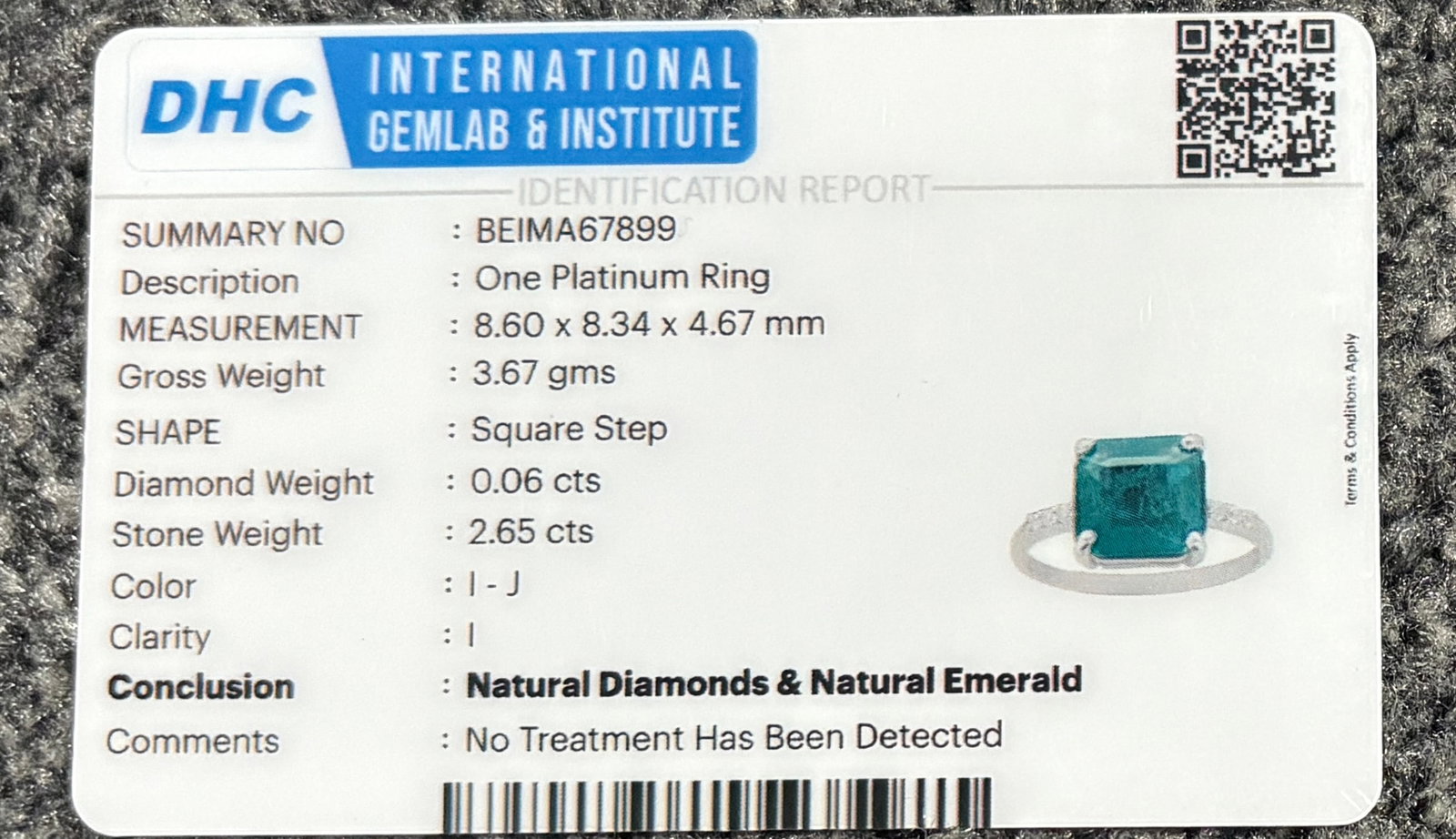 Beautiful 2.65 CT Natural Emerald Ring With Natural Diamonds & Platinum 950 - 11