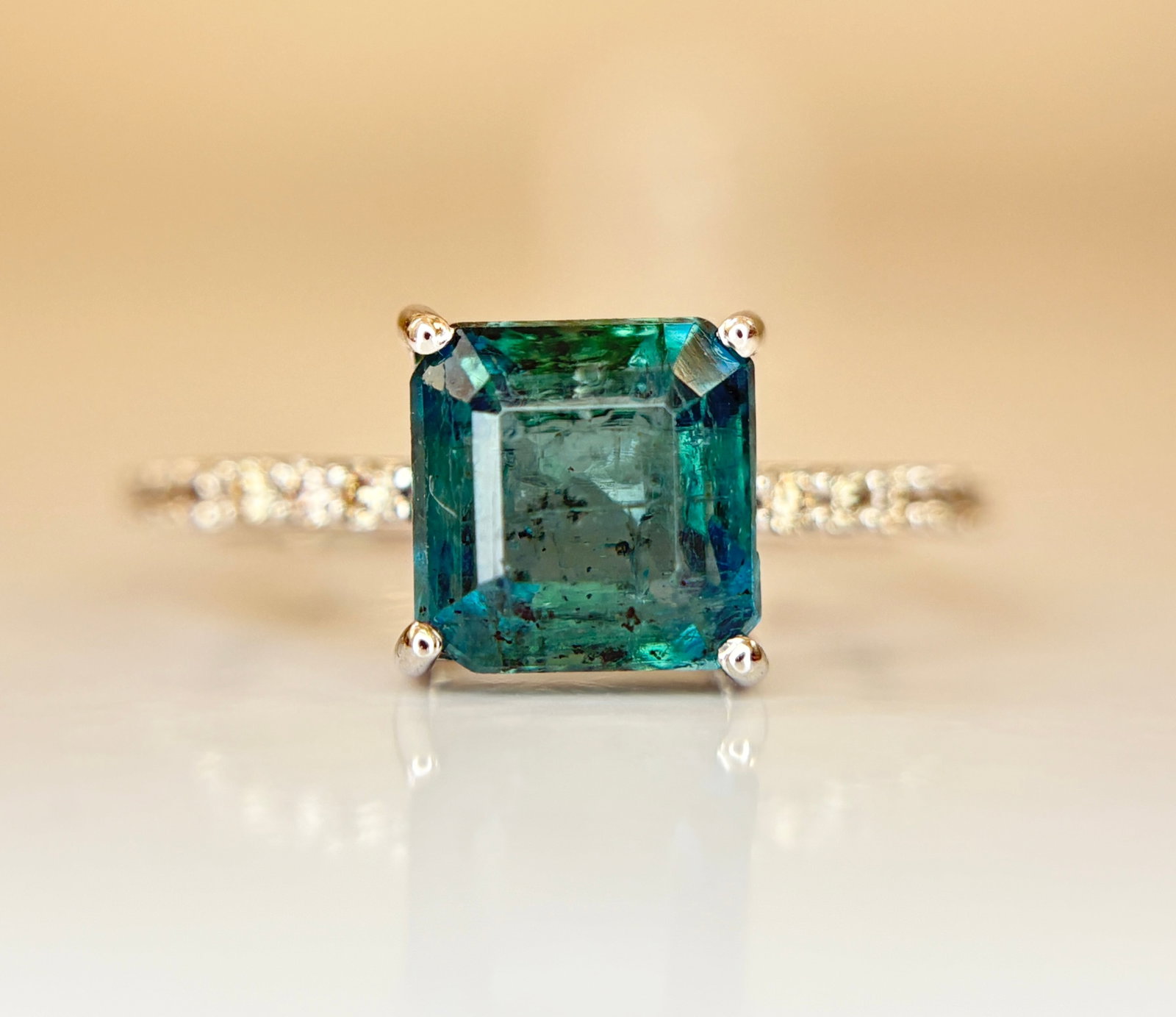 Beautiful 2.50 CT Natural Emerald Ring With Natural Diamonds & Platinum 950 - 8
