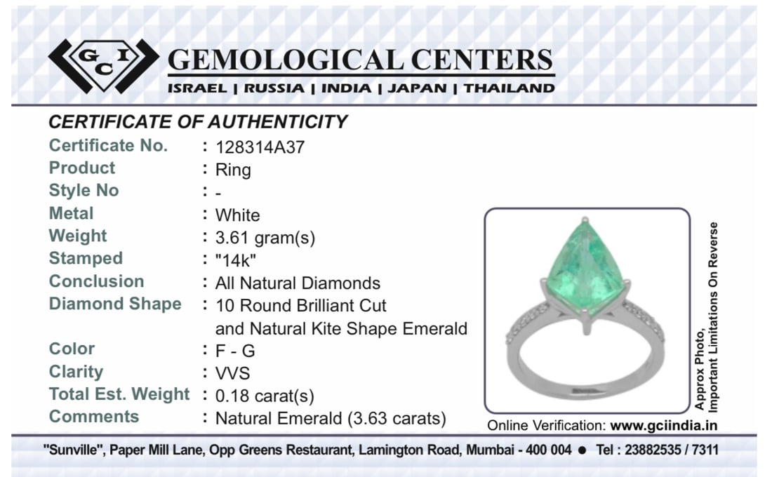 Beautiful Natural Columbian Emerald 3.63 CT With Natural Diamonds & 14k Gold - 13