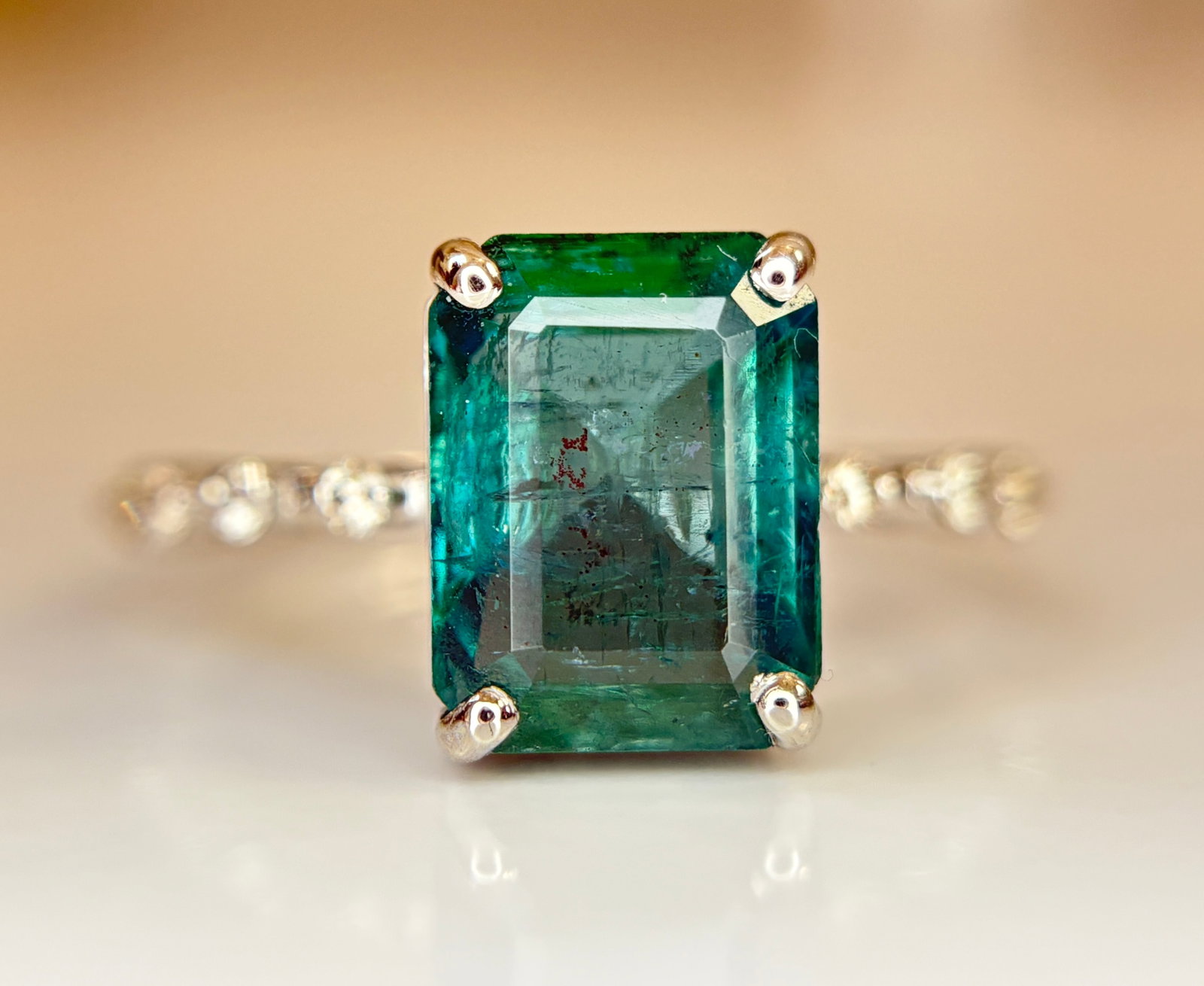 Beautiful 3.00 CT Natural Emerald Ring With Natural Diamonds & Platinum 950 - 3
