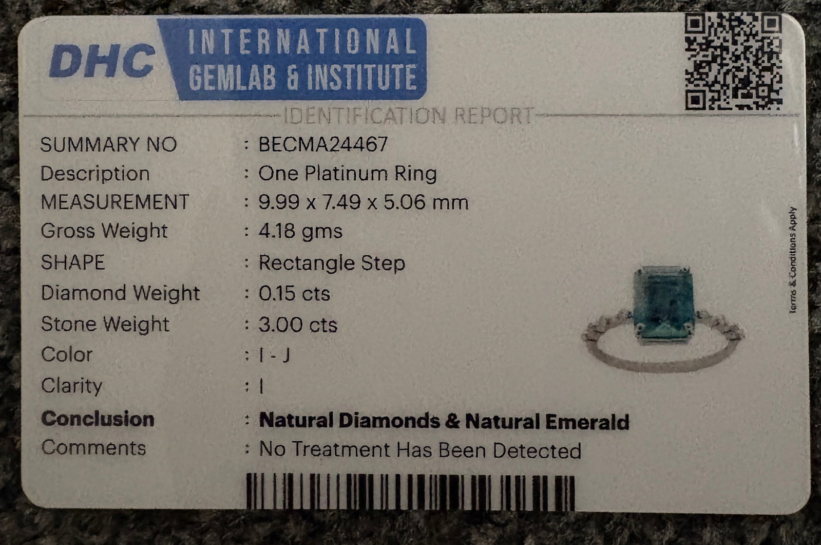 Beautiful 3.00 CT Natural Emerald Ring With Natural Diamonds & Platinum 950 - 8