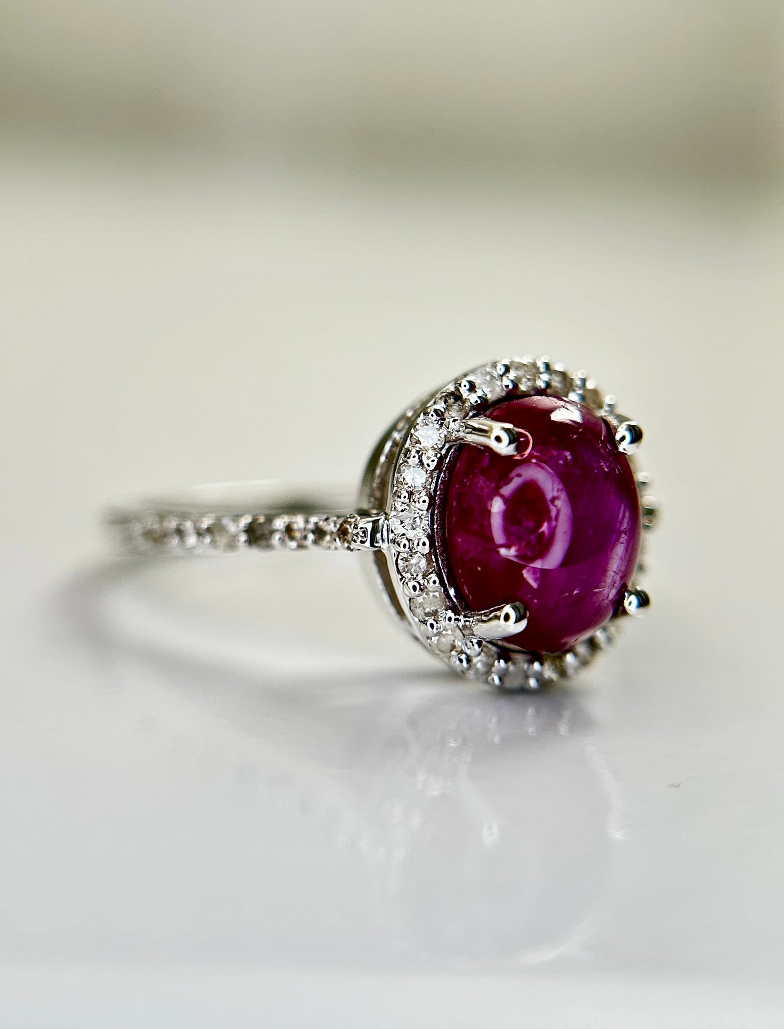 Natural Star Ruby Ring 2.71ct With Natural Diamonds & 18k Gold - 5