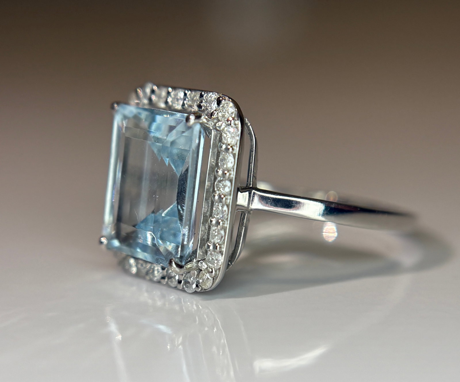 Beautiful 2.71 CT Natural Aquamarine Ring With Natural Diamonds & 950 Platinum - 6