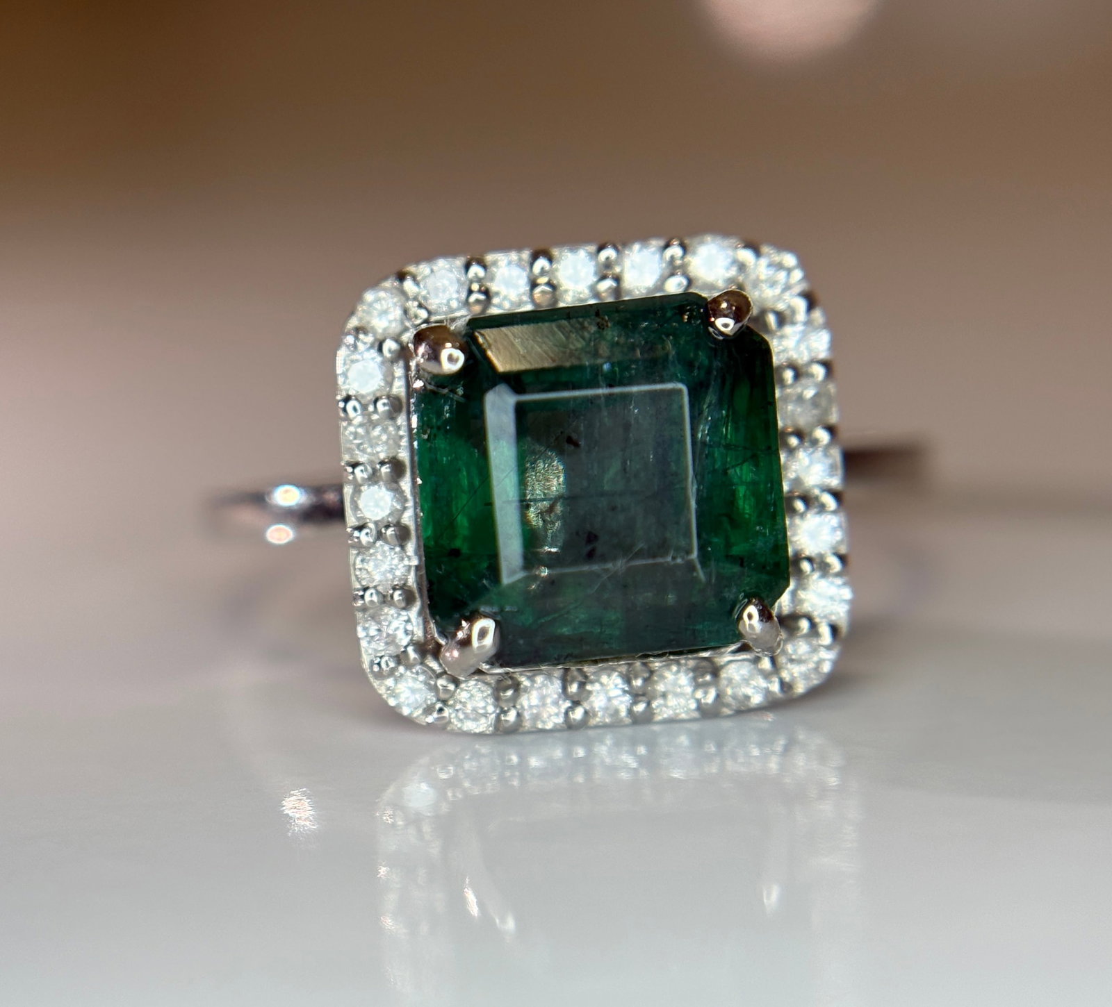 Beautiful 3.88 CT Natural Emerald Ring With Natural Diamonds & Platinum 950 - 10