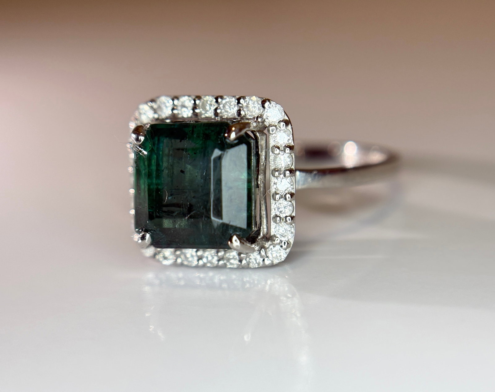 Beautiful 3.88 CT Natural Emerald Ring With Natural Diamonds & Platinum 950 - 3