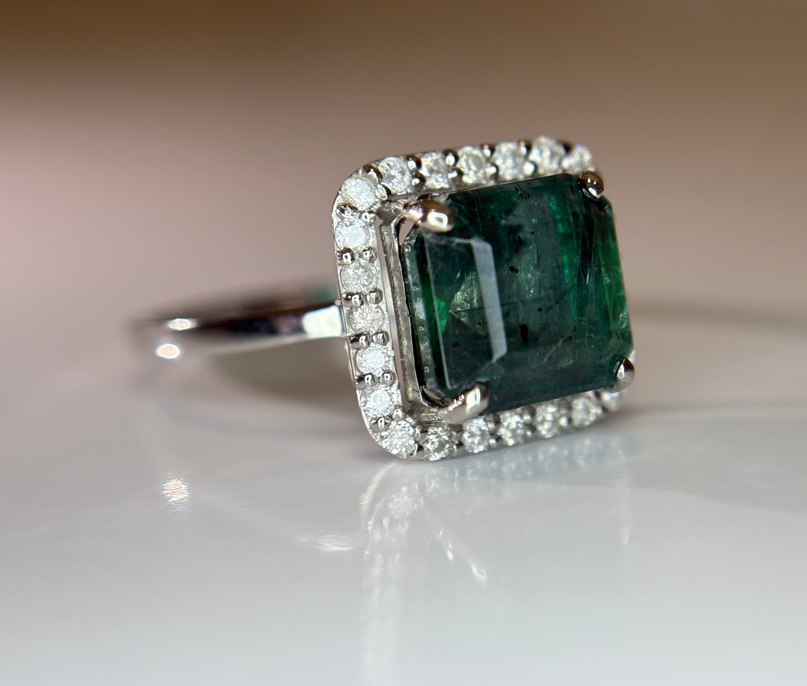 Beautiful 3.88 CT Natural Emerald Ring With Natural Diamonds & Platinum 950 - 8