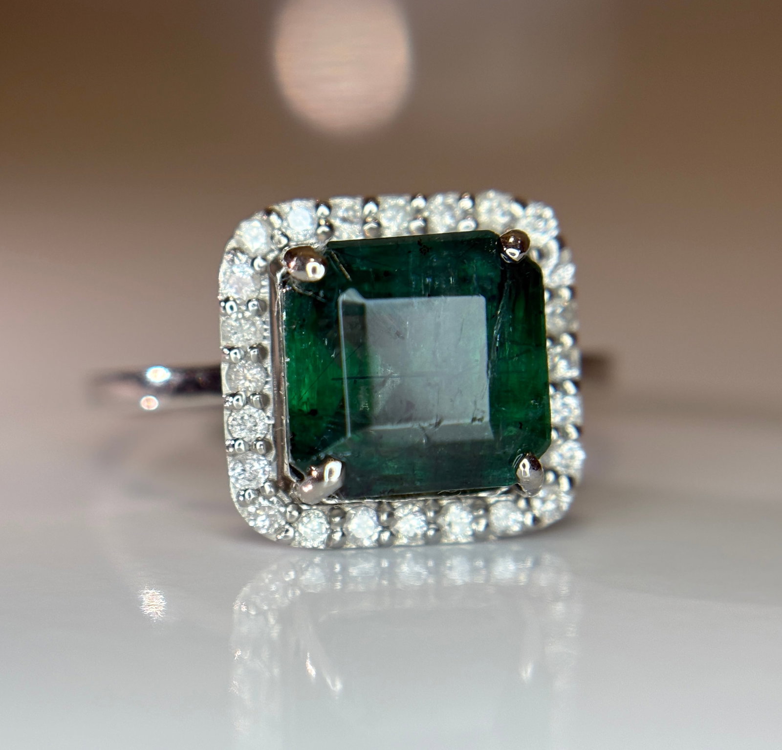 Beautiful 3.88 CT Natural Emerald Ring With Natural Diamonds & Platinum 950 - 9