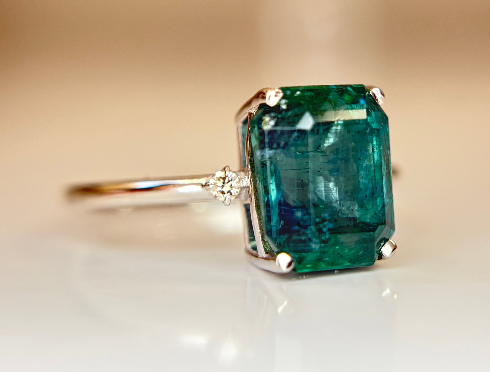 Beautiful 3.01 CT Natural Emerald Ring With Natural Diamonds & Platinum 950 - 2