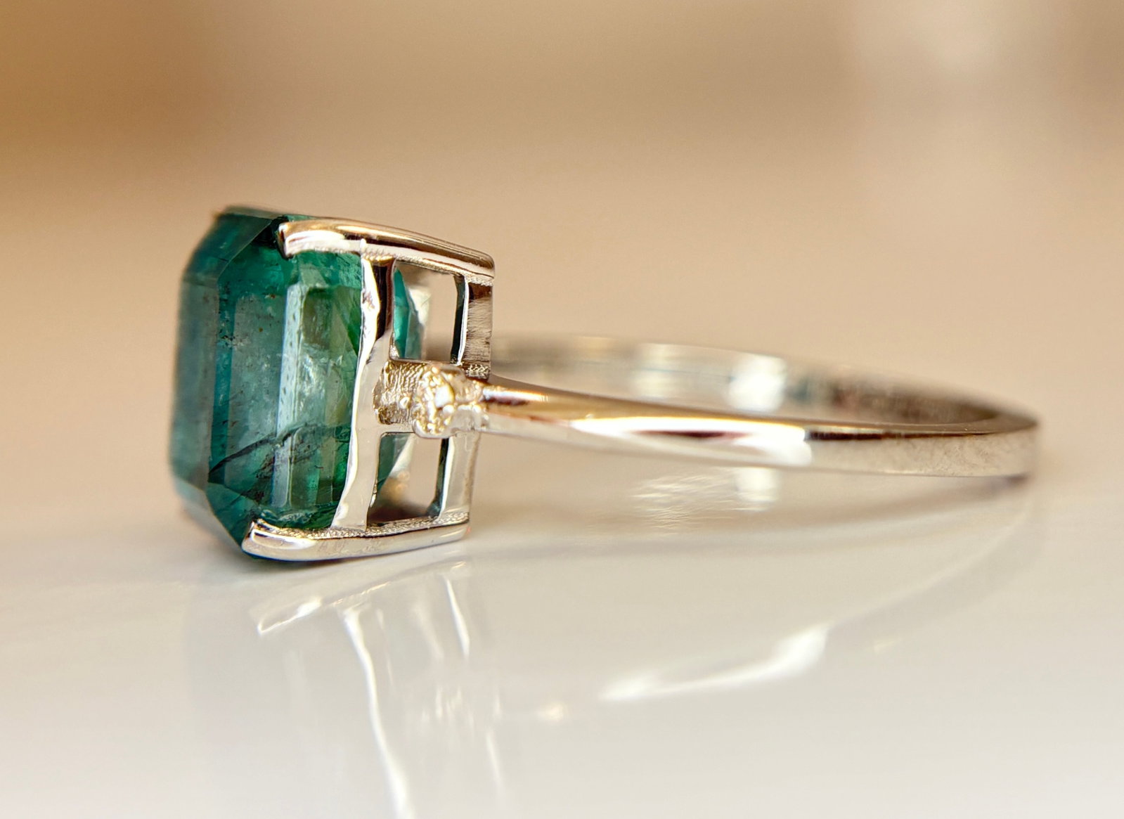 Beautiful 3.01 CT Natural Emerald Ring With Natural Diamonds & Platinum 950 - 6