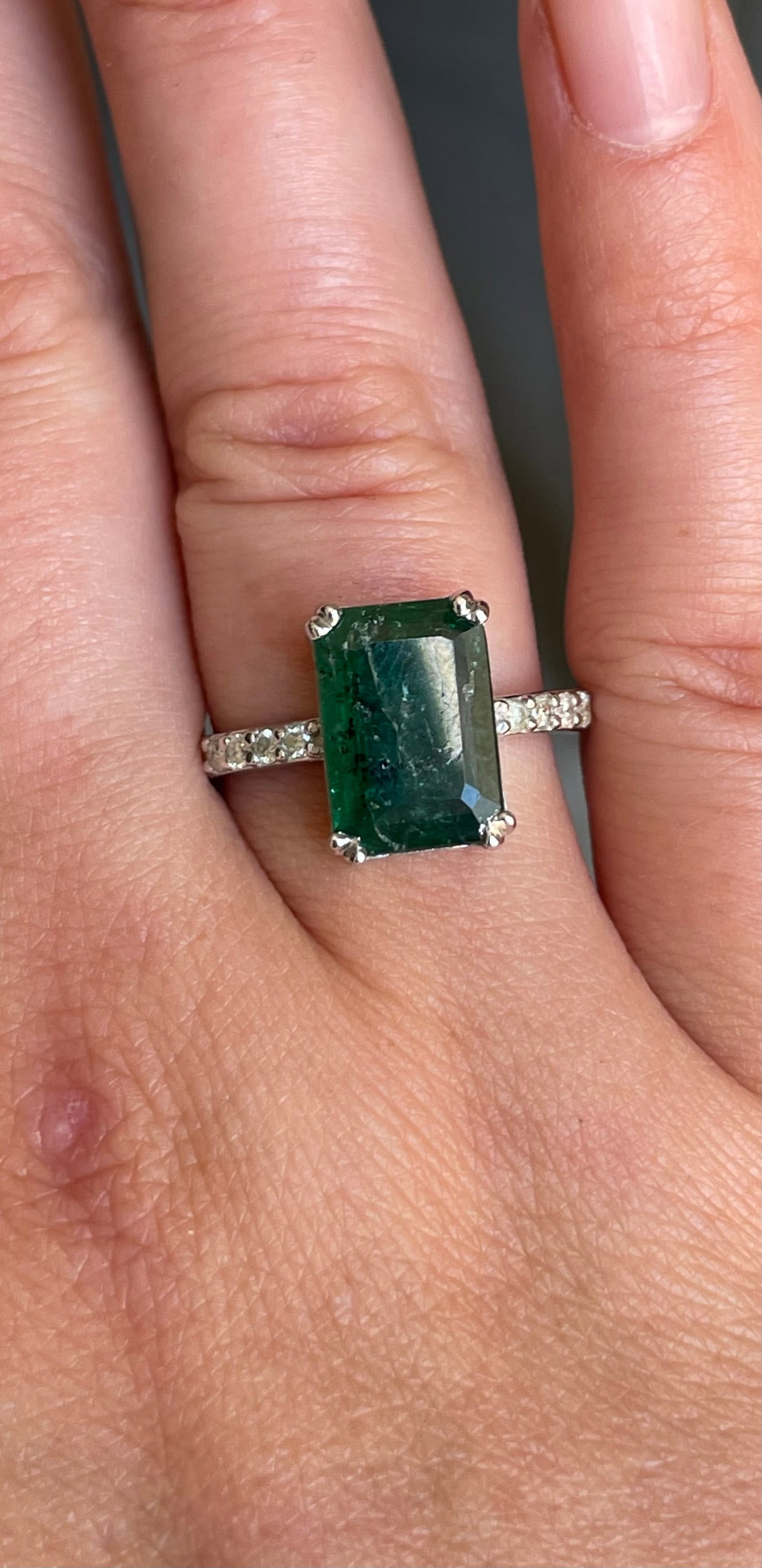 Beautiful 3.46 Carats Natural Emerald Ring Natural Diamonds & 18k Gold - 6
