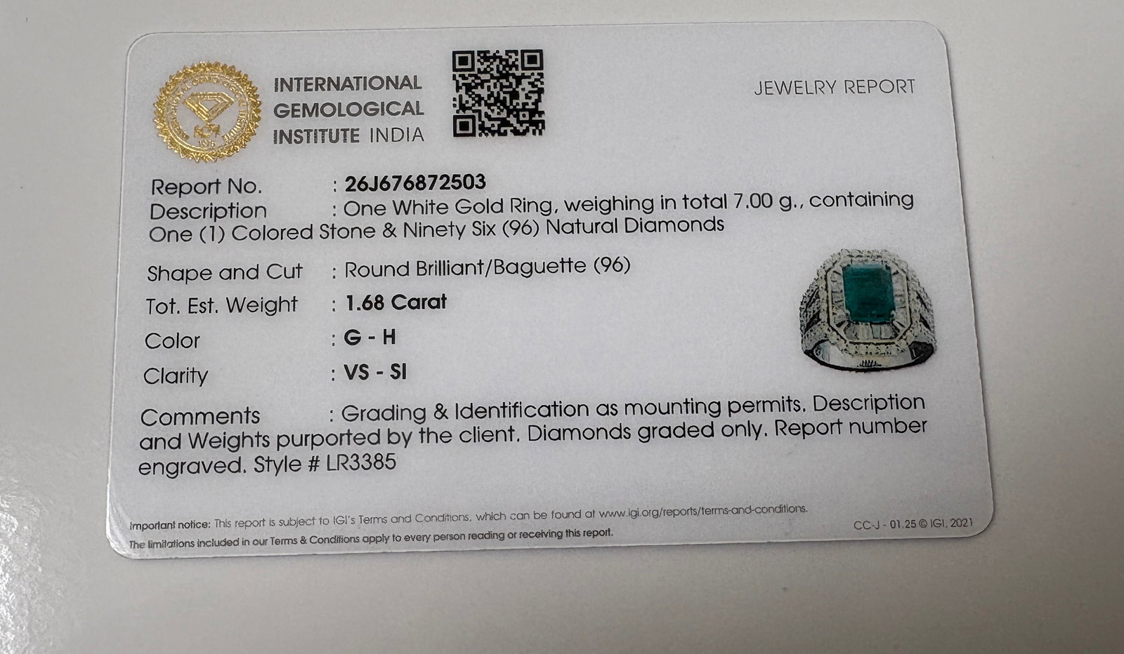 Beautiful 3.01 CT Natural Emerald With 1.68 CT Natural Diamonds & 18k Gold - 17