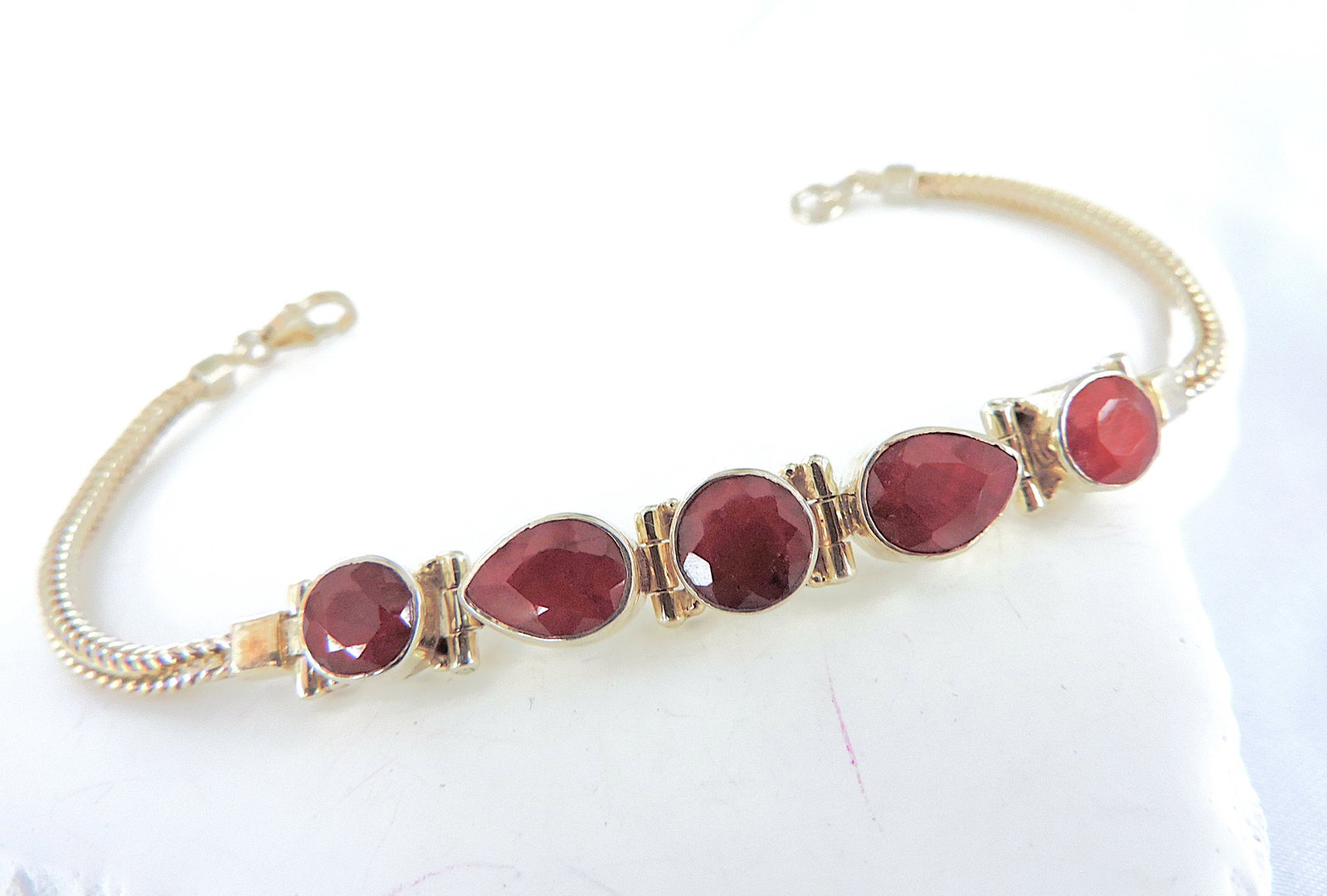 Artisan 925 Silver 8.9 Carat Ruby Gemstone Bracelet - 2