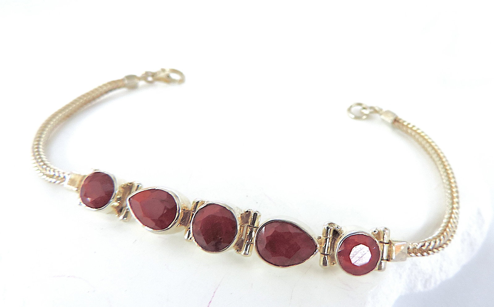 Artisan 925 Silver 8.9 Carat Ruby Gemstone Bracelet - 3