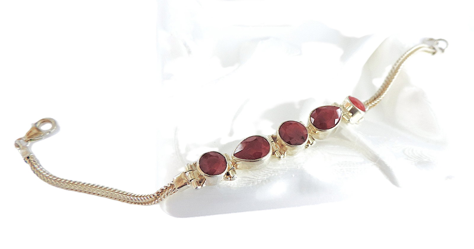 Artisan 925 Silver 8.9 Carat Ruby Gemstone Bracelet - 5