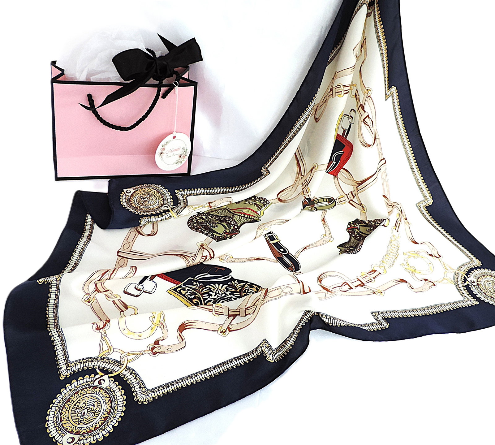 Moneté Paris 100% Silk Print Scarf 63x63 cm 'New' - 6