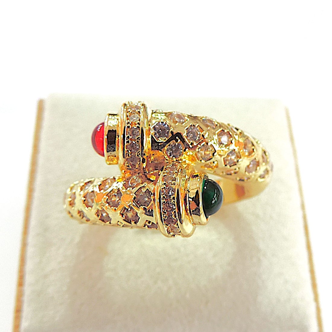 Orrevé 18k Gold Plated Pave & Cabochon Gemstone Ring 'New' - 2