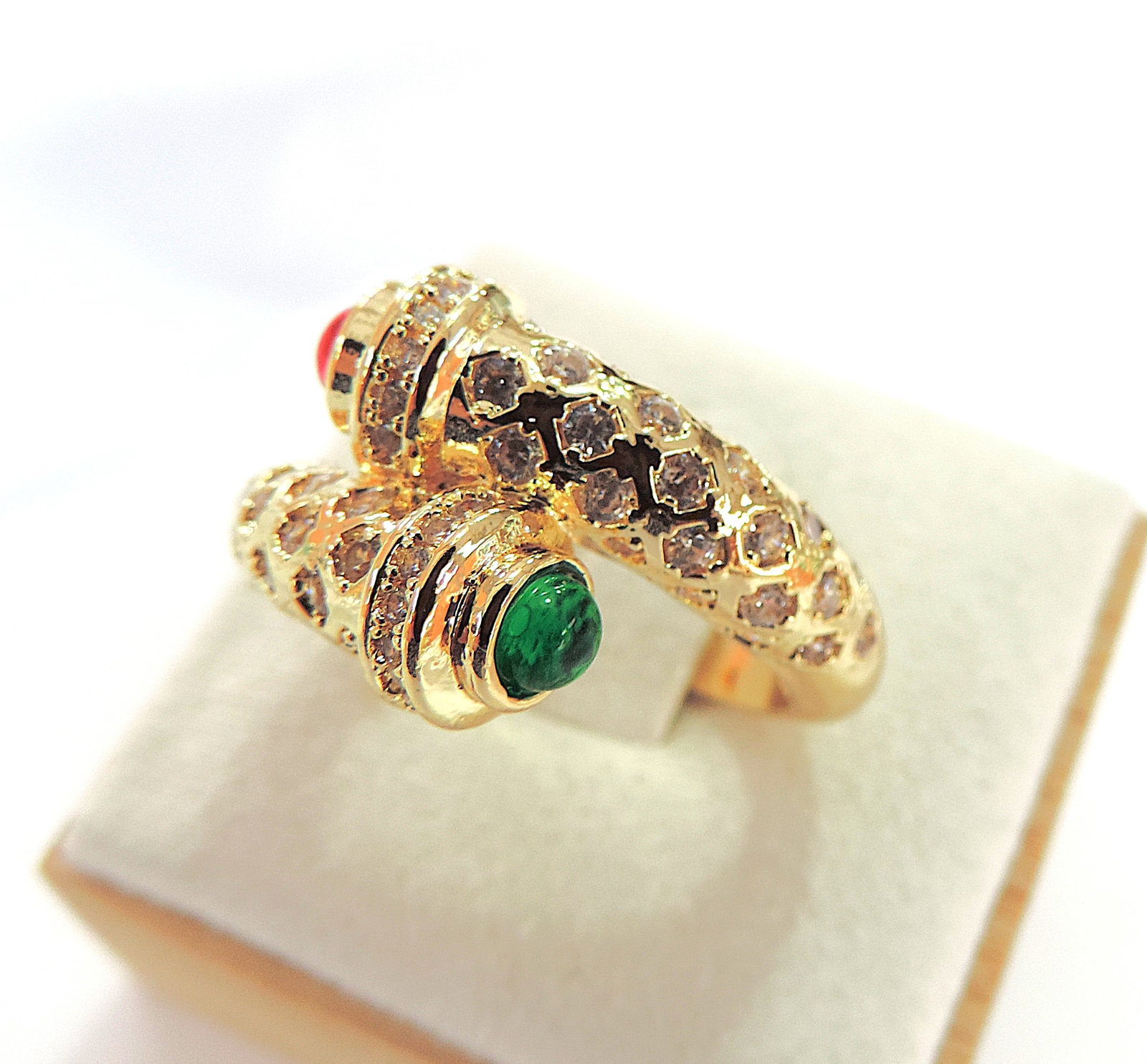 Orrevé 18k Gold Plated Pave & Cabochon Gemstone Ring 'New' - 3