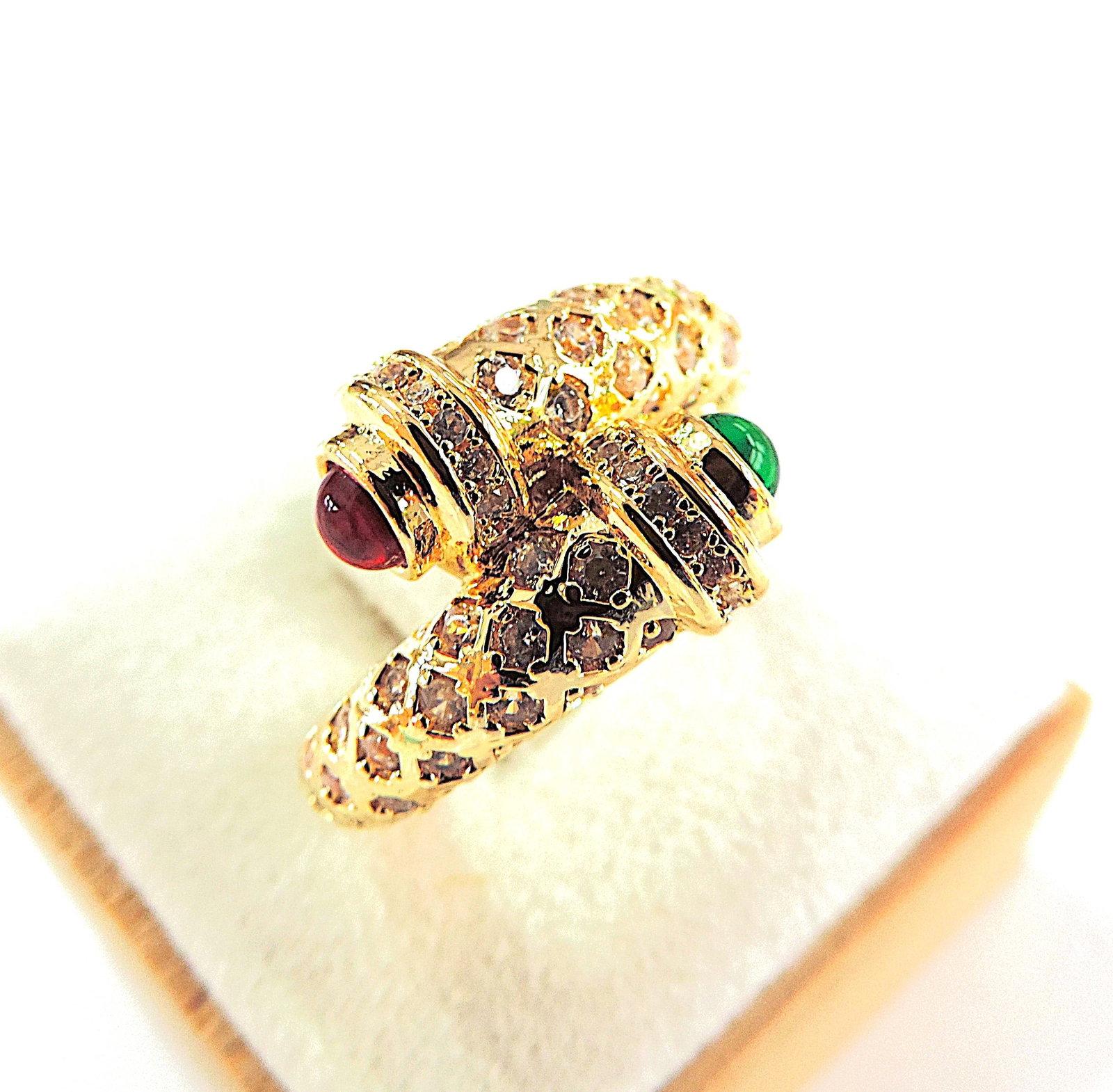 Orrevé 18k Gold Plated Pave & Cabochon Gemstone Ring 'New' - 4