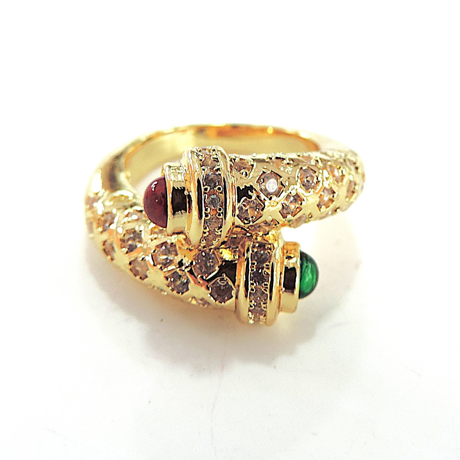 Orrevé 18k Gold Plated Pave & Cabochon Gemstone Ring 'New' - 6