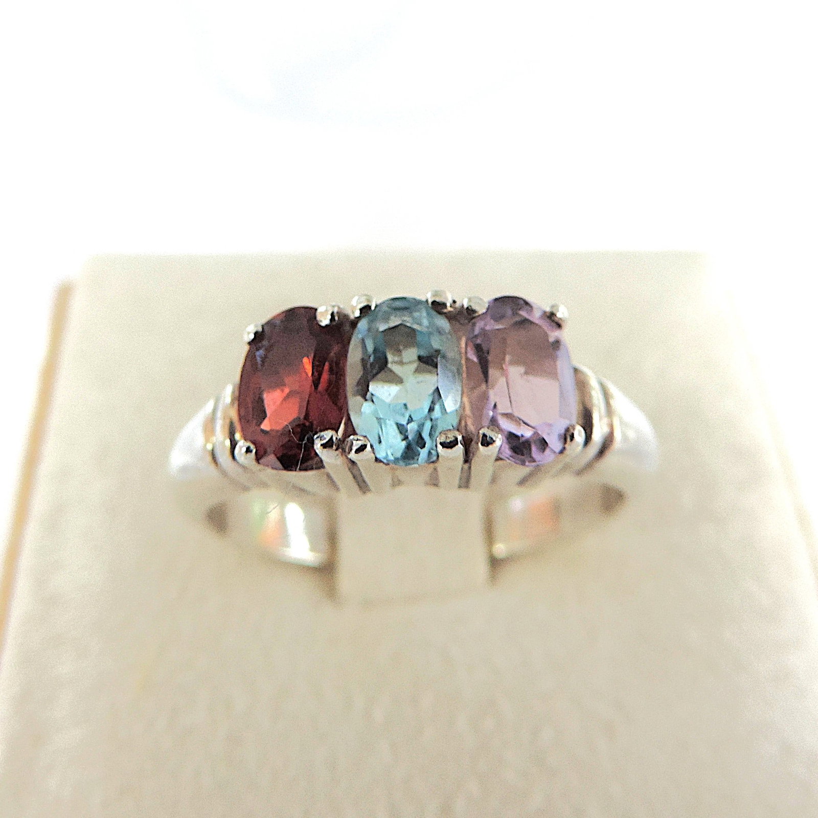 925 Silver Multi-Colour Gemstone Ring - 3