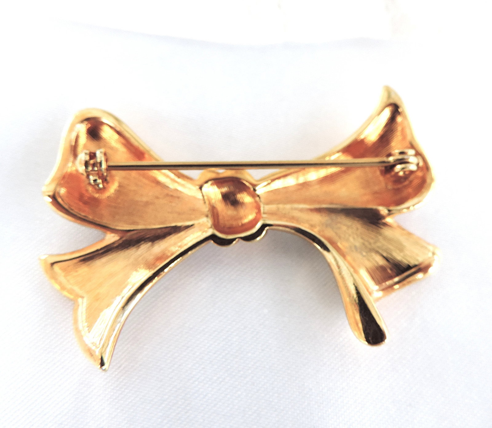 Vintage Gold Plated Austrian Crystal Bow Brooch - 4