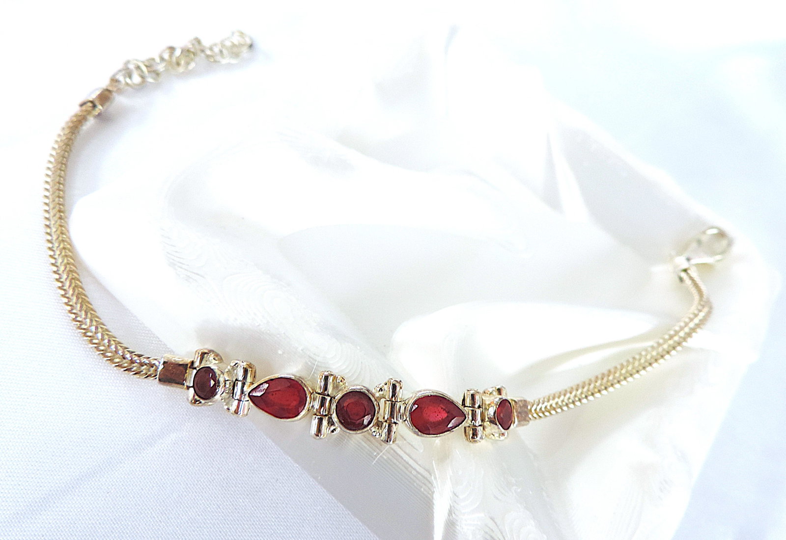 Artisan 925 Silver 2 Carat Ruby Gemstone Bracelet (1 of 5)