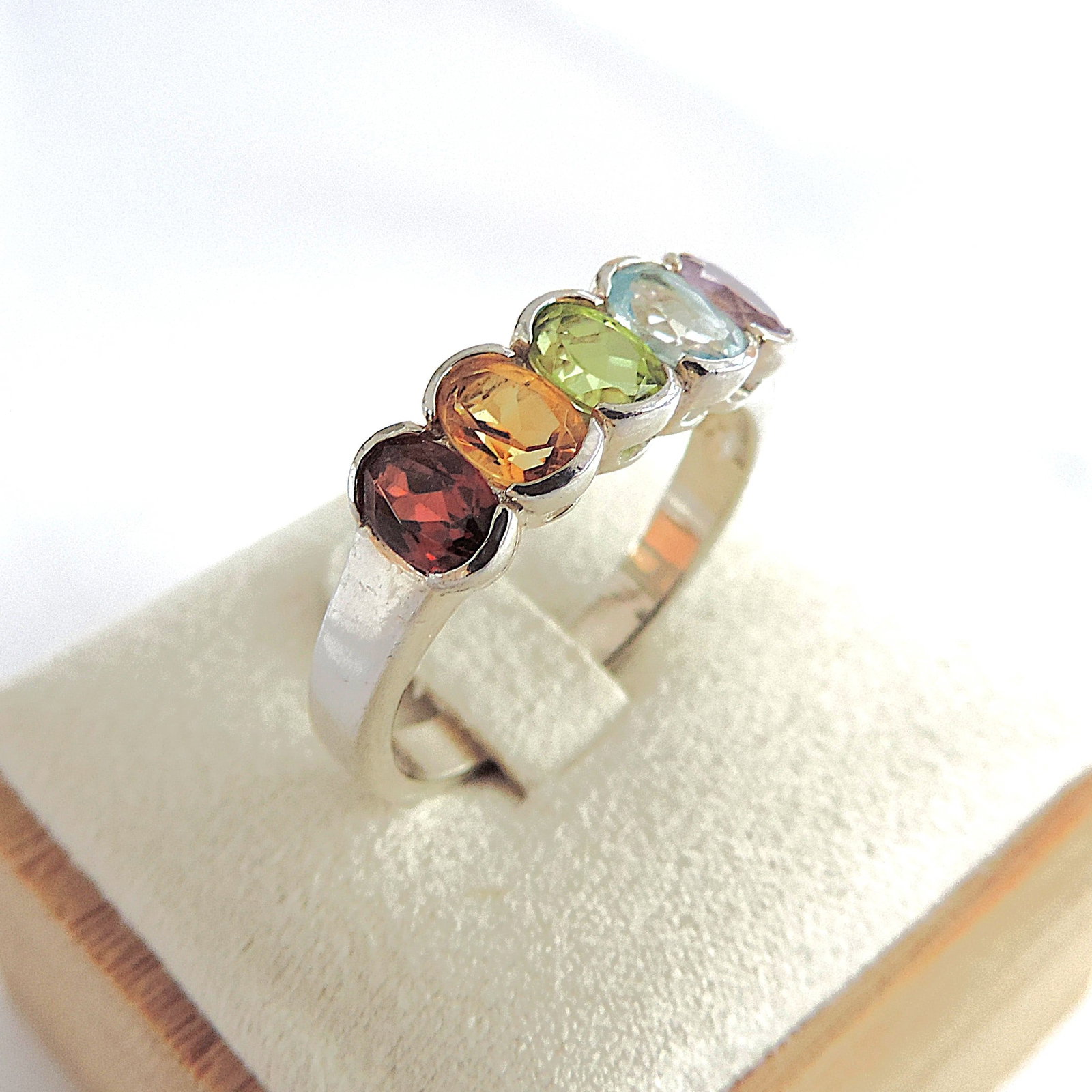 925 Silver Tutti-Frutti Multi-Colour Gemstone Ring - 2