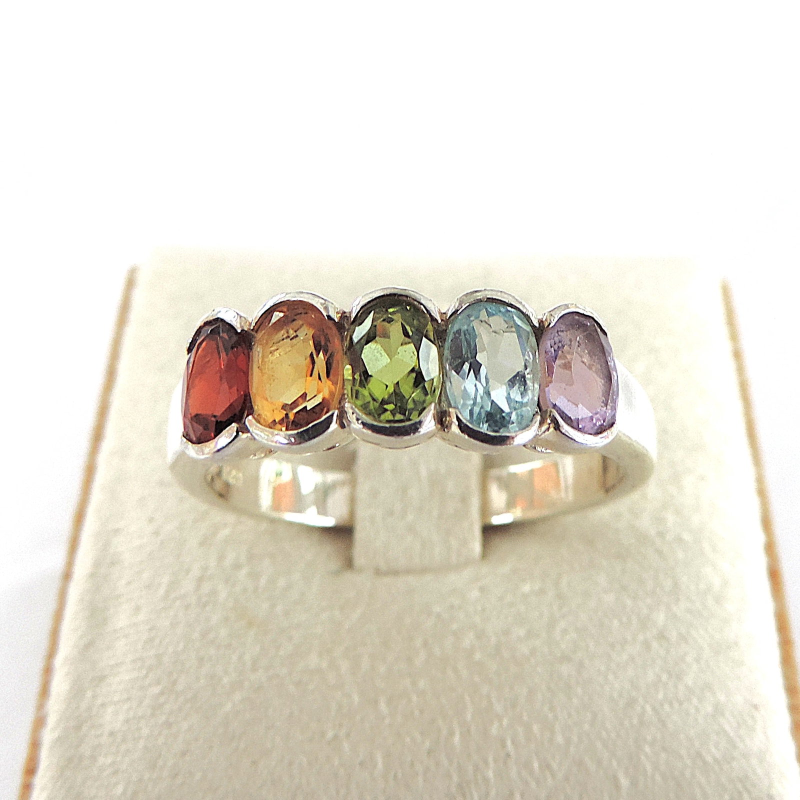 925 Silver Tutti-Frutti Multi-Colour Gemstone Ring - 3