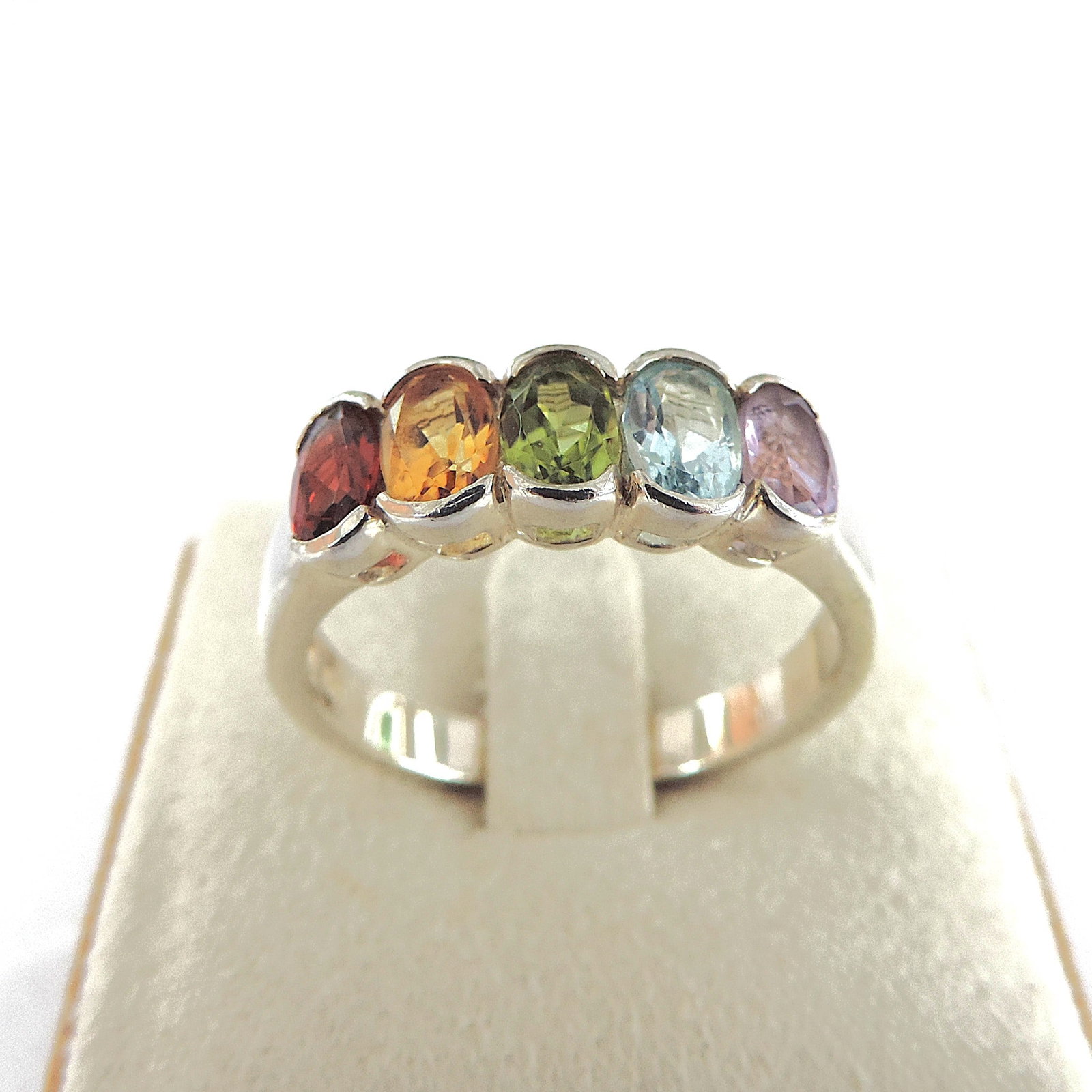925 Silver Tutti-Frutti Multi-Colour Gemstone Ring - 4