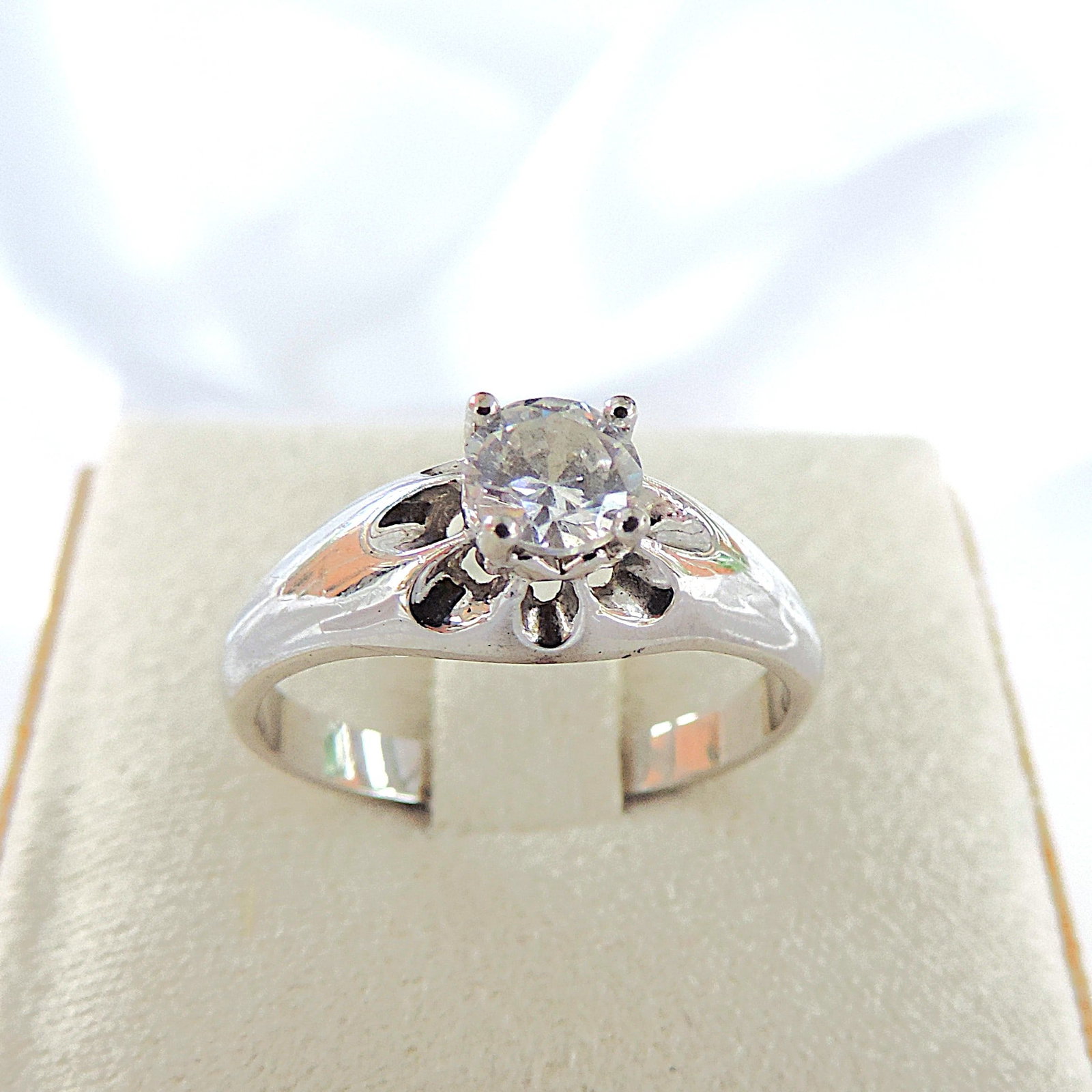 925 Silver CZ Gemstone Ring - 4