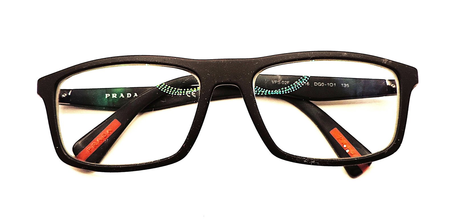 PRADA Glasses Frames Black With Red Accents Made In Italy - 10