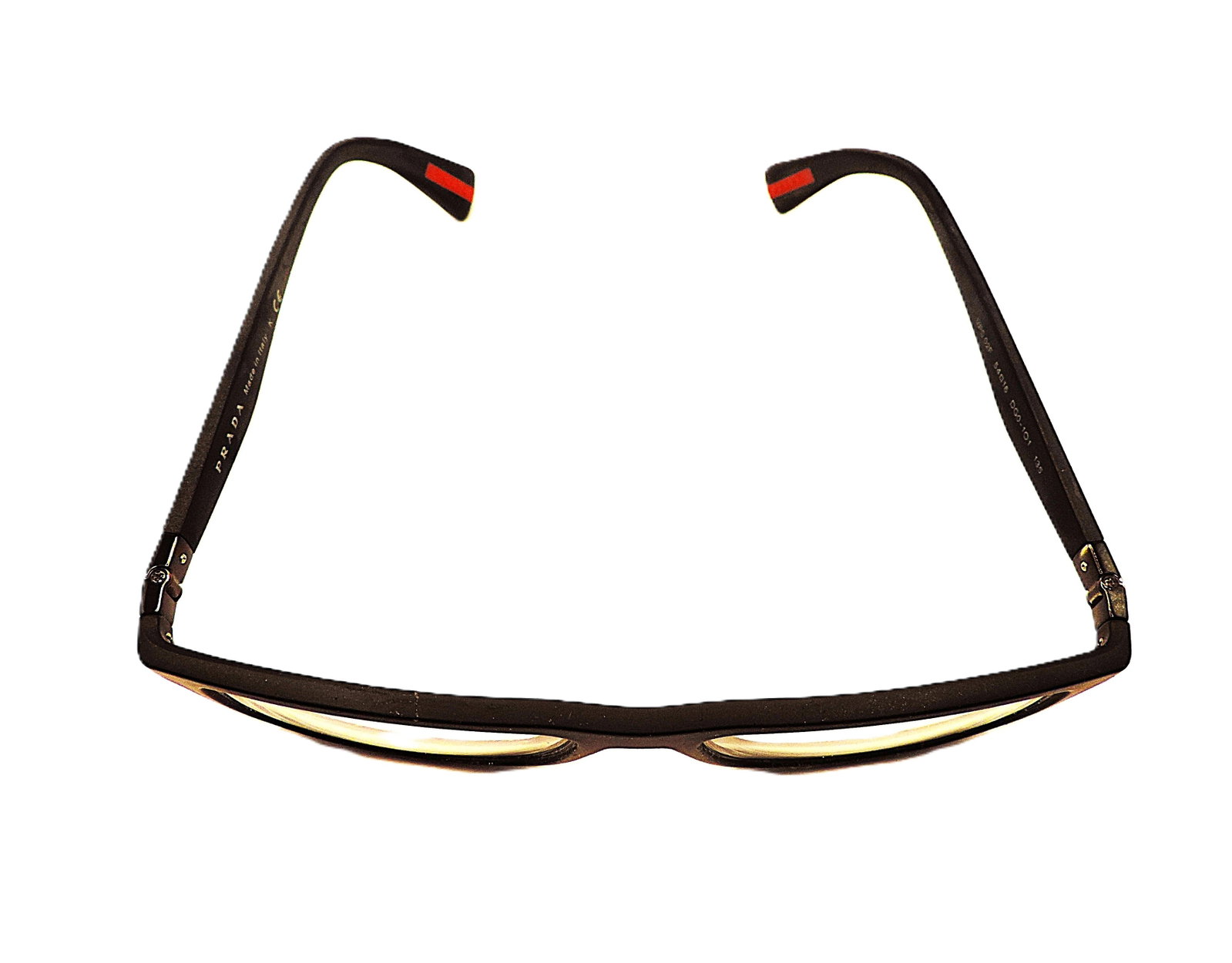 PRADA Glasses Frames Black With Red Accents Made In Italy - 2