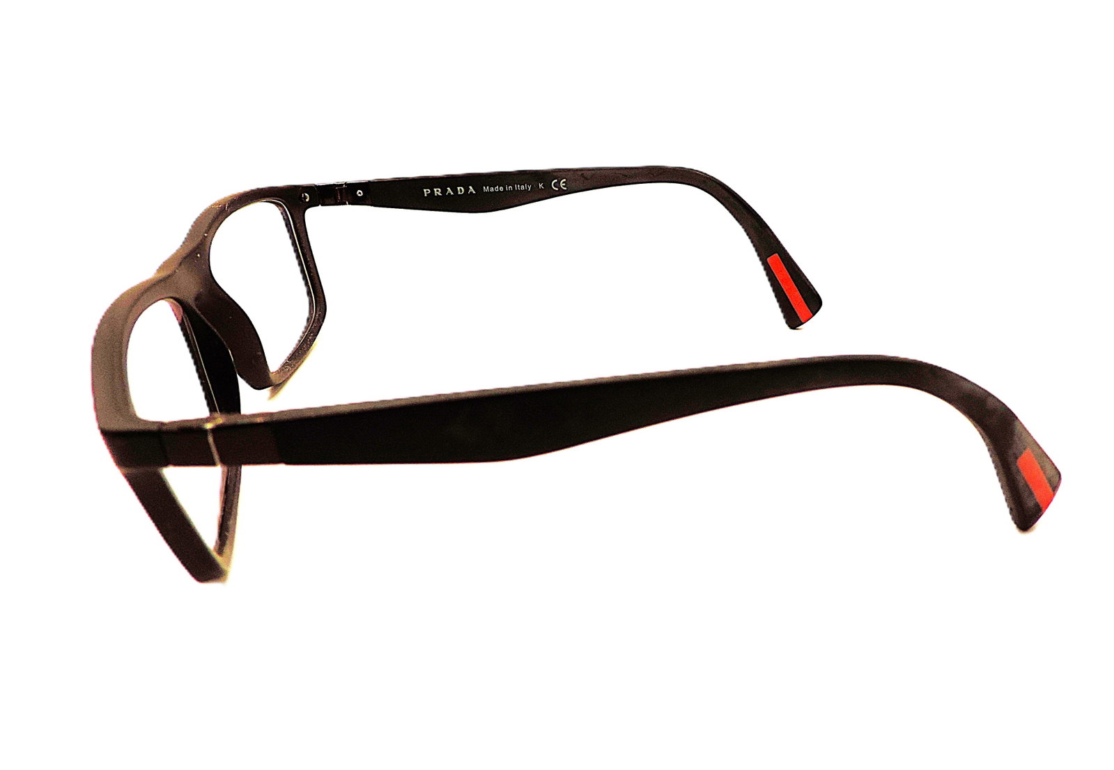 PRADA Glasses Frames Black With Red Accents Made In Italy - 3