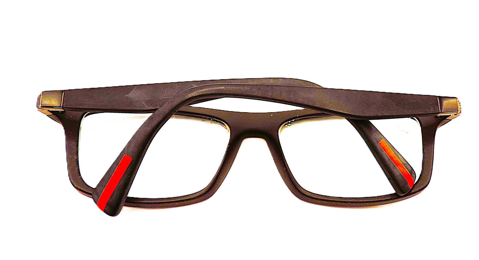 PRADA Glasses Frames Black With Red Accents Made In Italy - 7