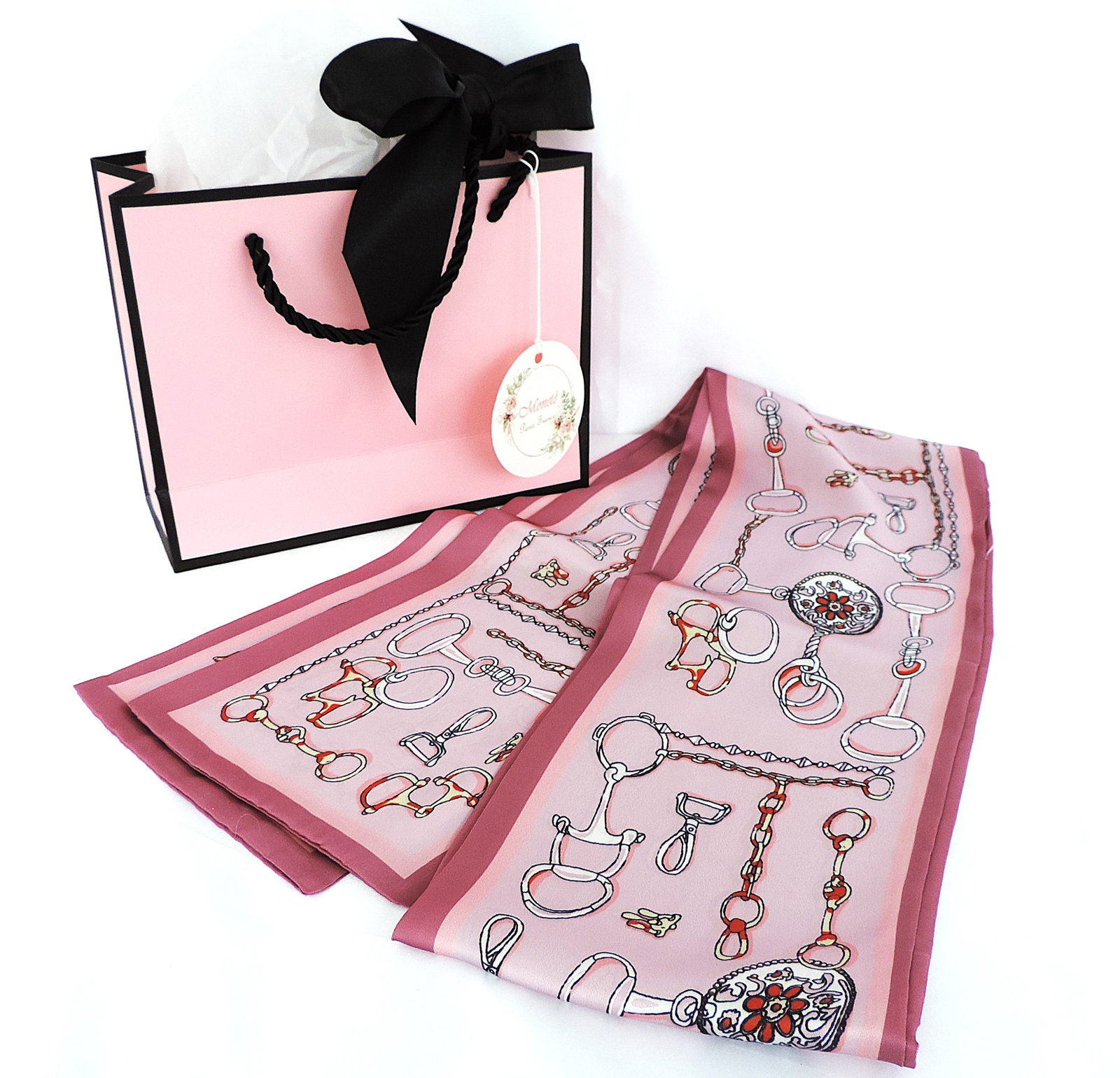 Moneté Paris 100% Silk Equestrian Style Print Scarf 142cm x 14cm 'New': Title: Moneté Paris 100% Silk Equestrian Style Print Scarf 142cm x 14cm 'New' Description: A beautiful Moneté Paris, France 100% silk double sided equestrian print scarf measuring 142 x14