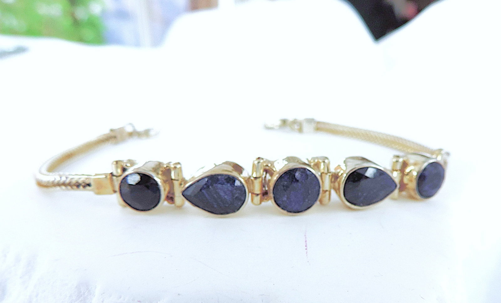 Artisan 925 Silver 8.9 Carat Sapphire Gemstone Bracelet - 2