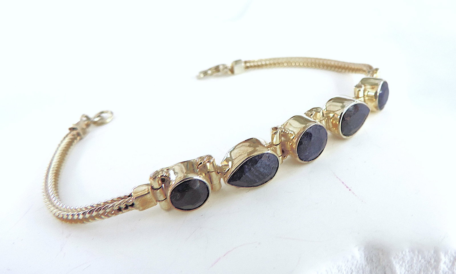 Artisan 925 Silver 8.9 Carat Sapphire Gemstone Bracelet - 3