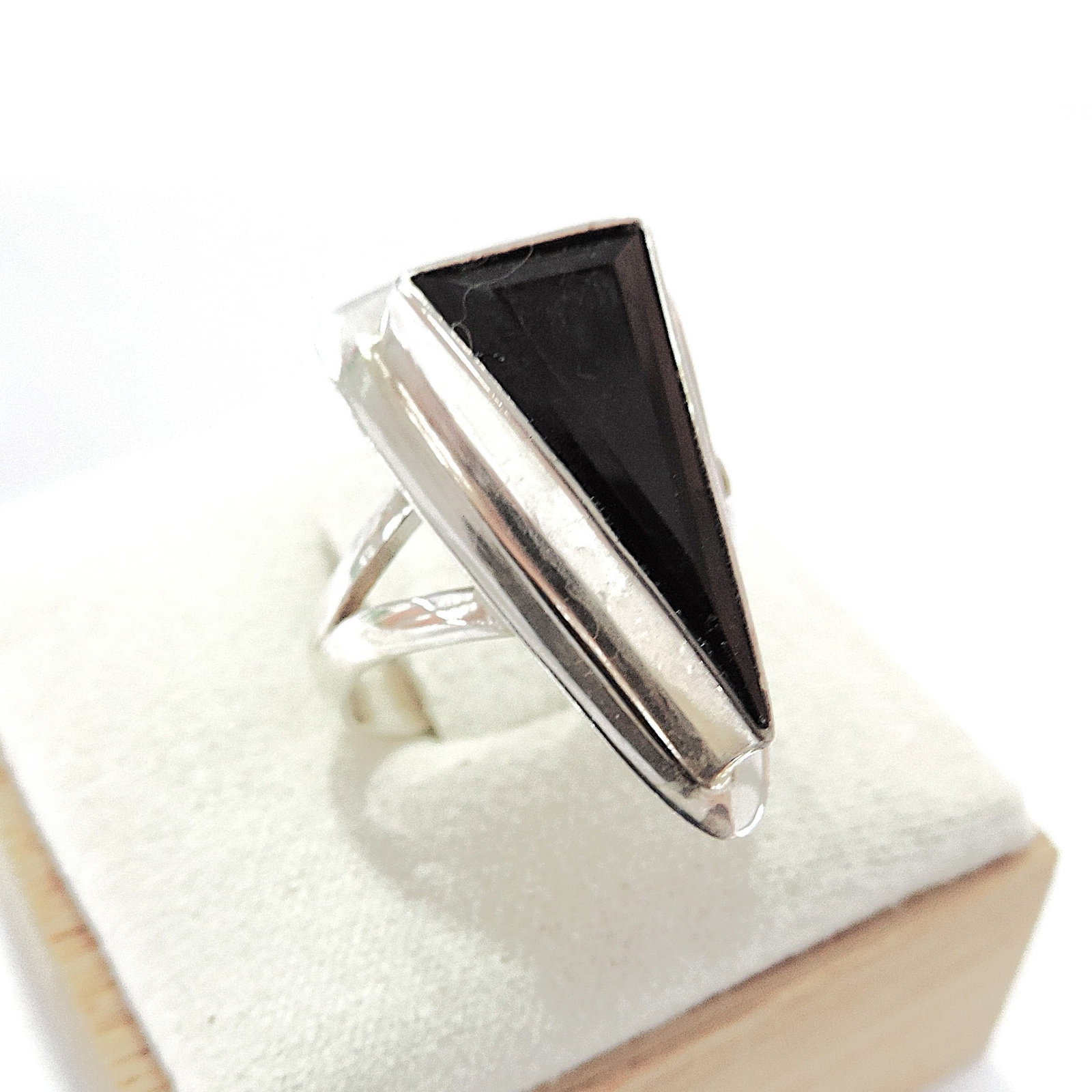 Whitby Jet 925 Silver Art Deco Style Ring - 3