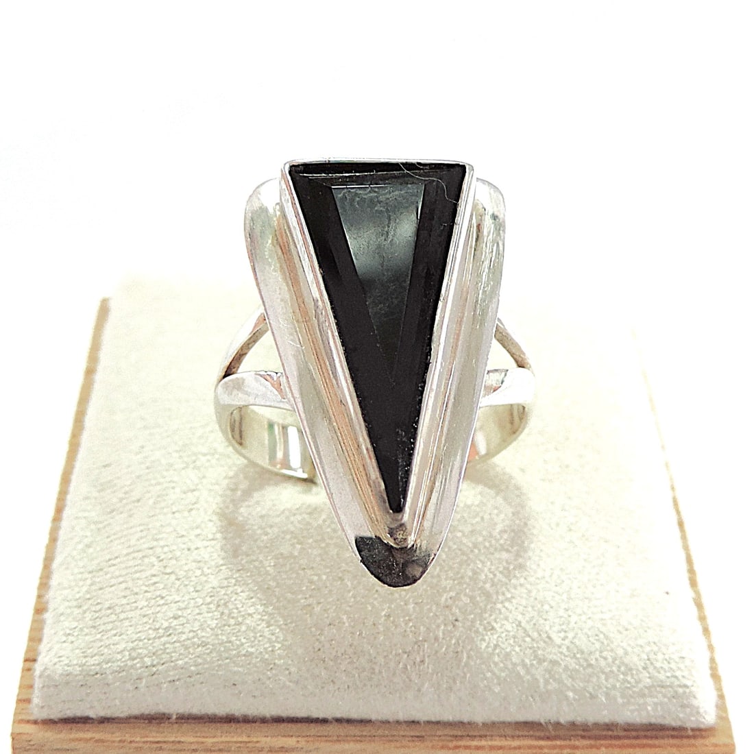 Whitby Jet 925 Silver Art Deco Style Ring - 4